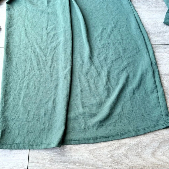 Zara Green V Neck Long Sleeve Shift Dress - Picture 8 of 15